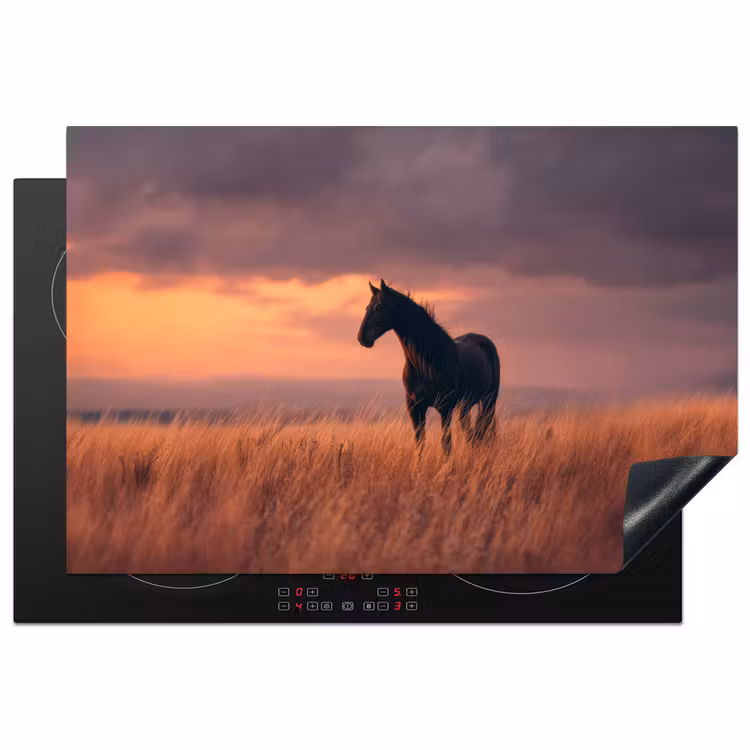 Paard - Wolken - Open veld Inductie beschermer vinyl 3mm klein -3d