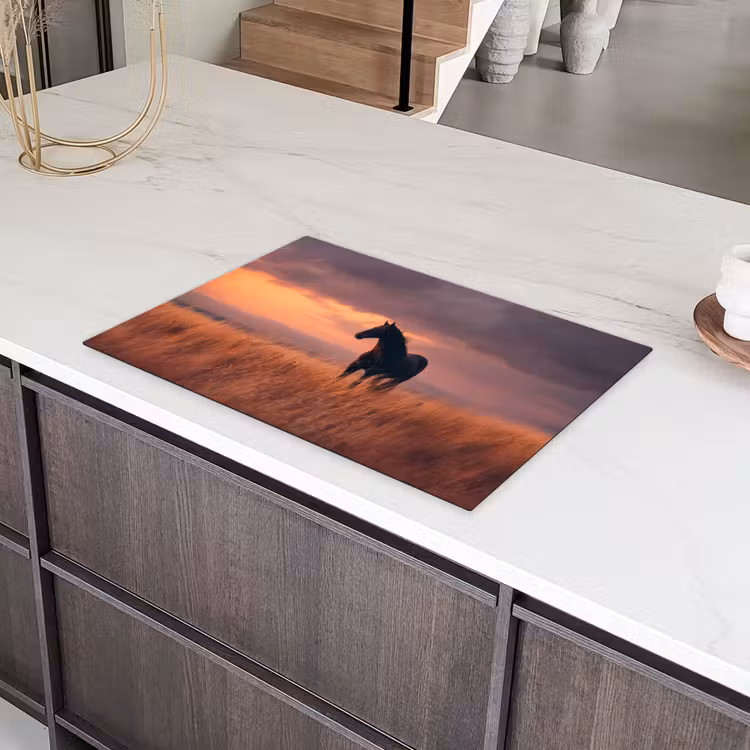 Paard - Wolken - Open veld Inductie beschermer vinyl 3mm klein -sfeer8