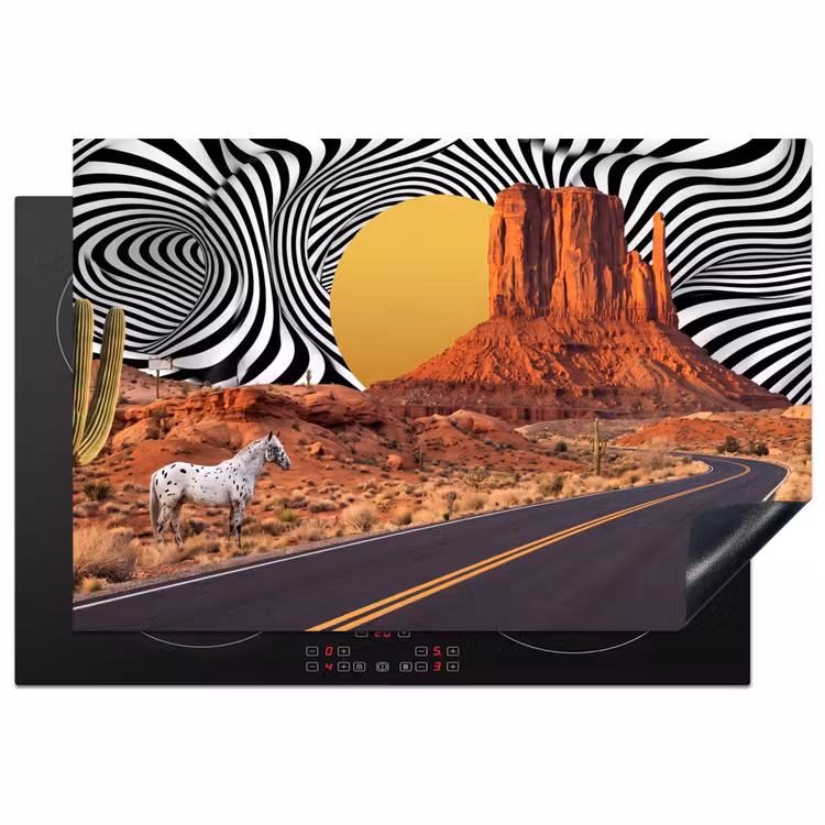 Induction Hob Cover - Horse - Desert - Nature - Paard - Woestijn - Natuur Inductie beschermer vinyl 3mm klein