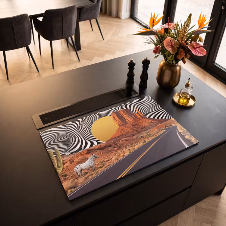 Induction Hob Cover - Horse - Desert - Nature - Paard - Woestijn - Natuur Inductie beschermer vinyl 3mm klein