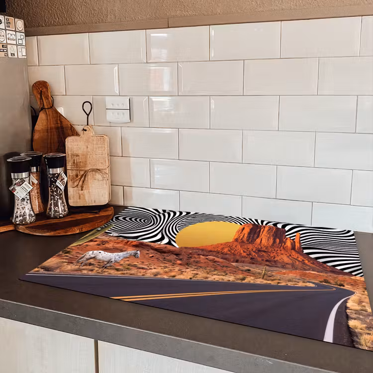 Induction Hob Cover - Horse - Desert - Nature - Paard - Woestijn - Natuur Inductie beschermer vinyl 3mm klein