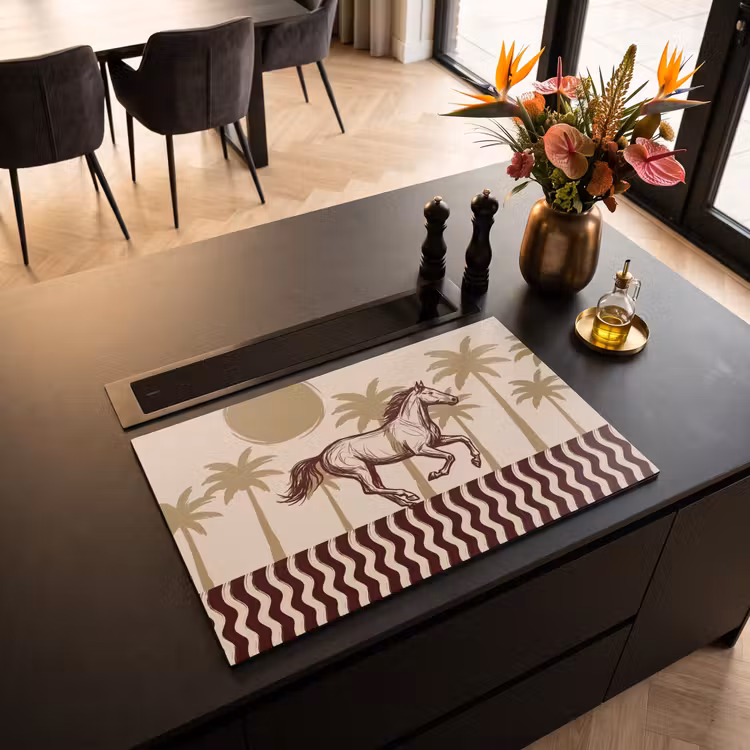 Paard - Galopperend - Woestijn - Illustratie Inductie beschermer vinyl 3mm klein -sfeer5