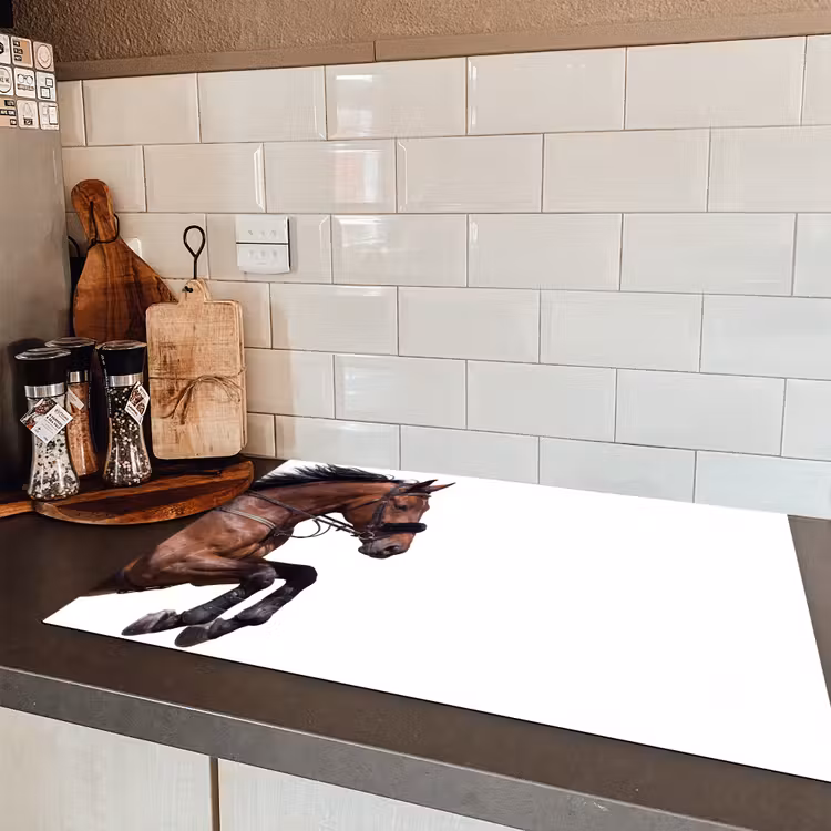 Paard - Springen - Modern Inductie beschermer vinyl 3mm klein -sfeer3