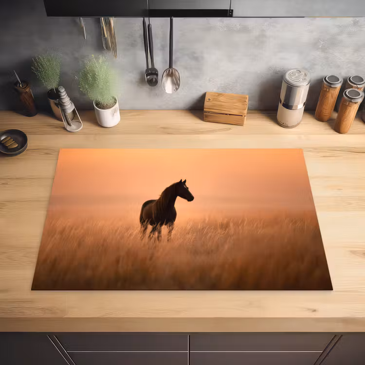 Paard - Grasveld - Zonsondergang Inductie beschermer vinyl 3mm klein -sfeer5