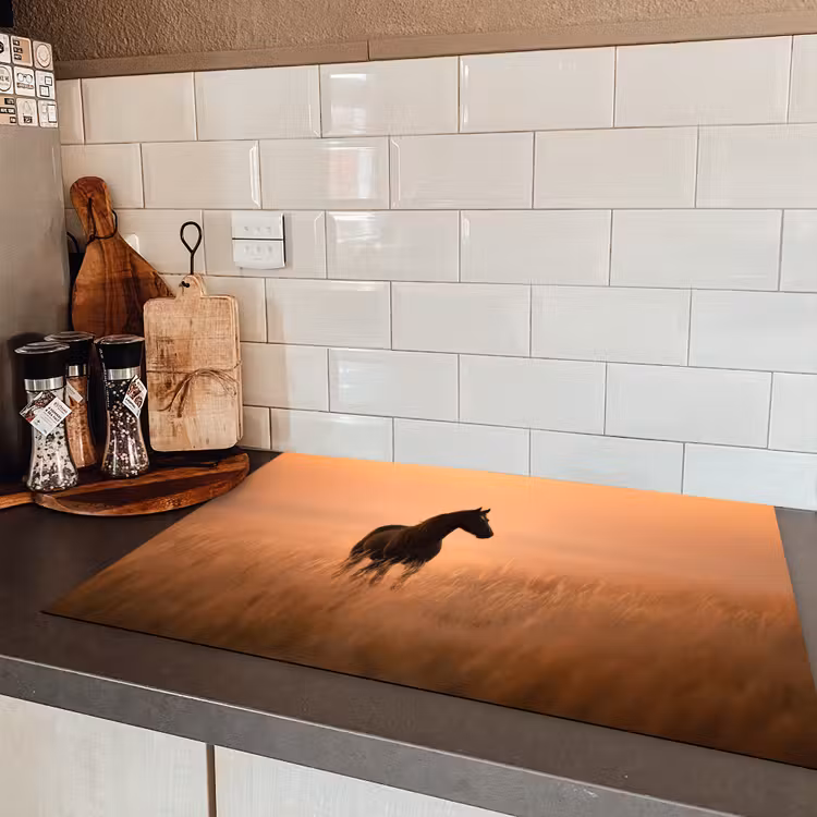 Paard - Grasveld - Zonsondergang Inductie beschermer vinyl 3mm klein -sfeer3