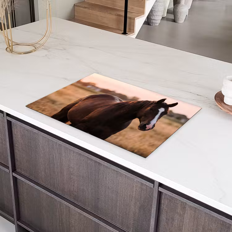 Paard - Zonsondergang - Bruin Inductie beschermer vinyl 3mm klein -sfeer8