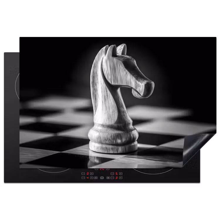 Paard - Hout - Schaalbord - Zwart Inductie beschermer vinyl 3mm klein -3d