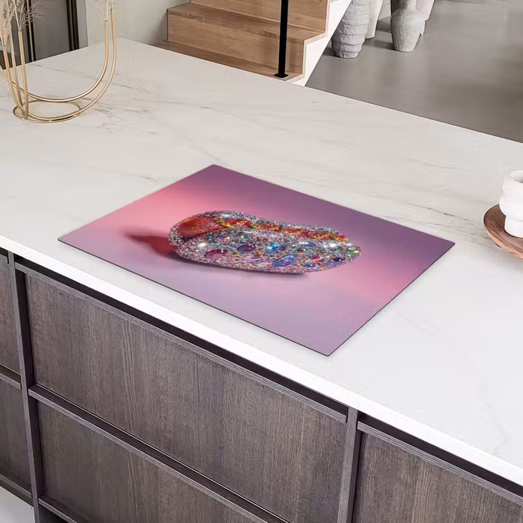 Hotdog - Steentjes - Glitters - Paars Inductie beschermer vinyl 3mm klein -sfeer8