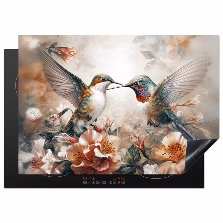 Kolibrie - Vogels - Bloemen - Natuur Inductie beschermer vinyl 3mm middel -3d
