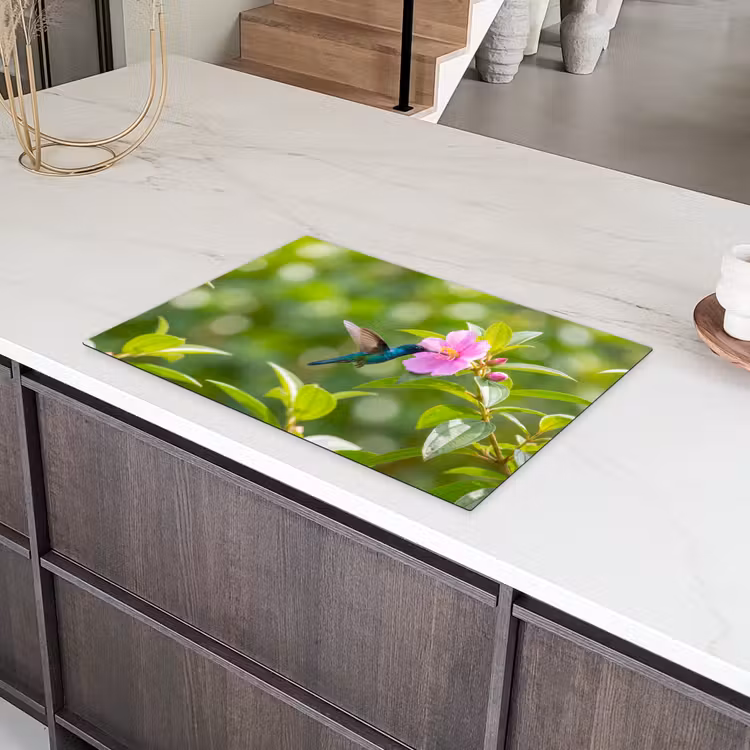 Kolibrie - Bloem - Natuur - Groen Inductie beschermer vinyl 3mm klein -sfeer8