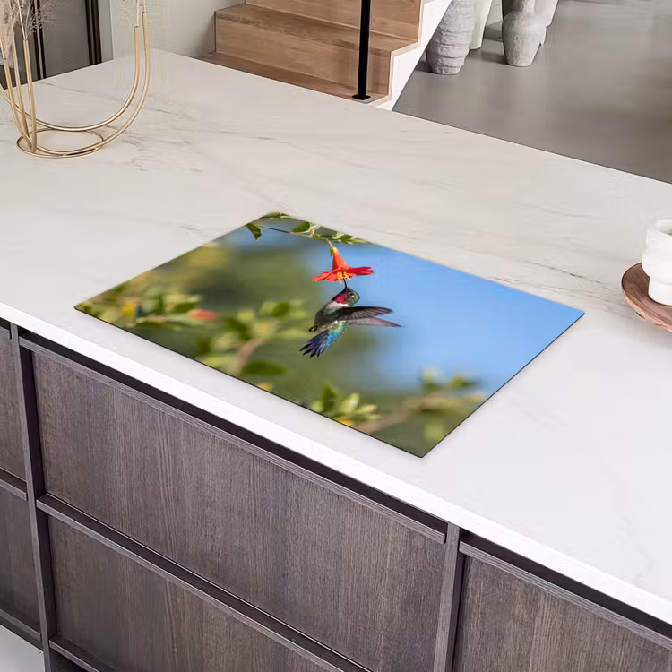 Kolibrie - Bloem - Natuur - Groen Inductie beschermer vinyl 3mm klein -sfeer8