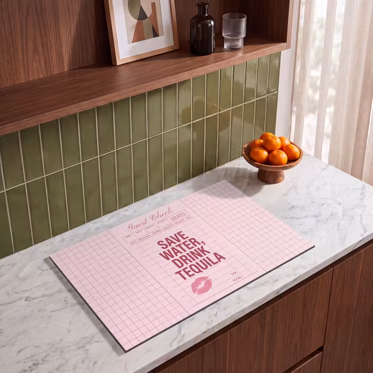 Humor - Drank - Tekst - Roze Inductie beschermer vinyl 3mm klein -sfeer8
