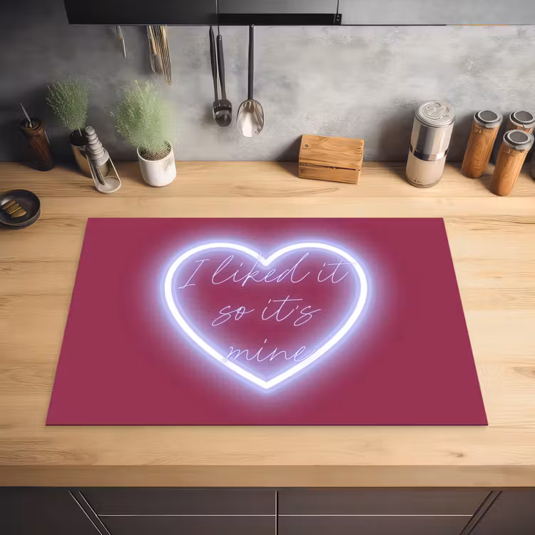 I liked it so it's mine - Neon hart - Roze Inductie beschermer vinyl 3mm klein -sfeer5