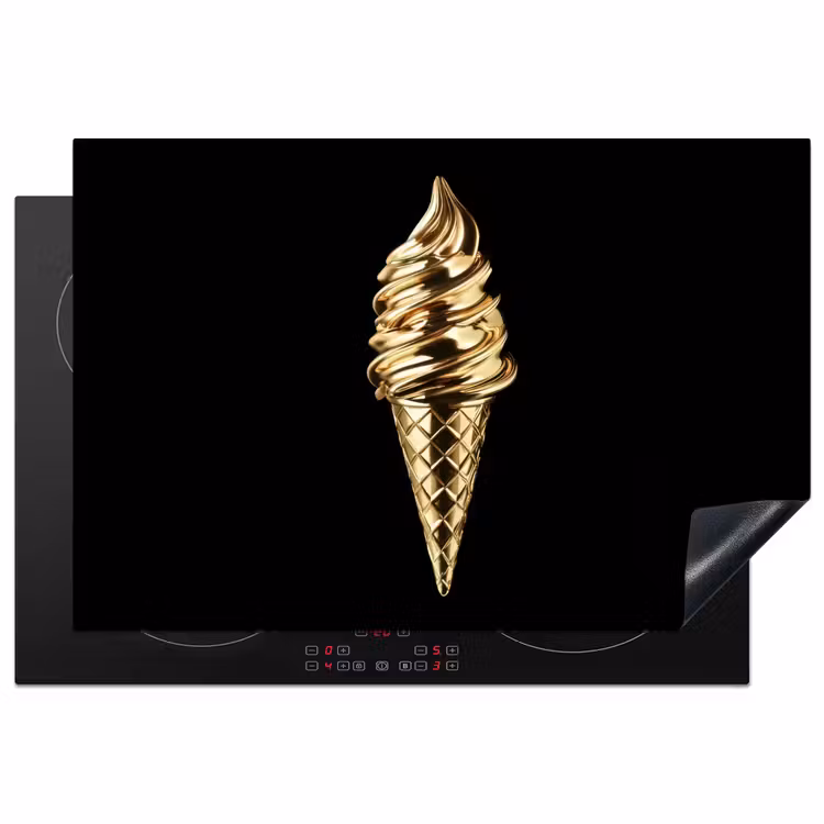 Ijs - Goud - Zwart - Eten Inductie beschermer vinyl 3mm klein -3d