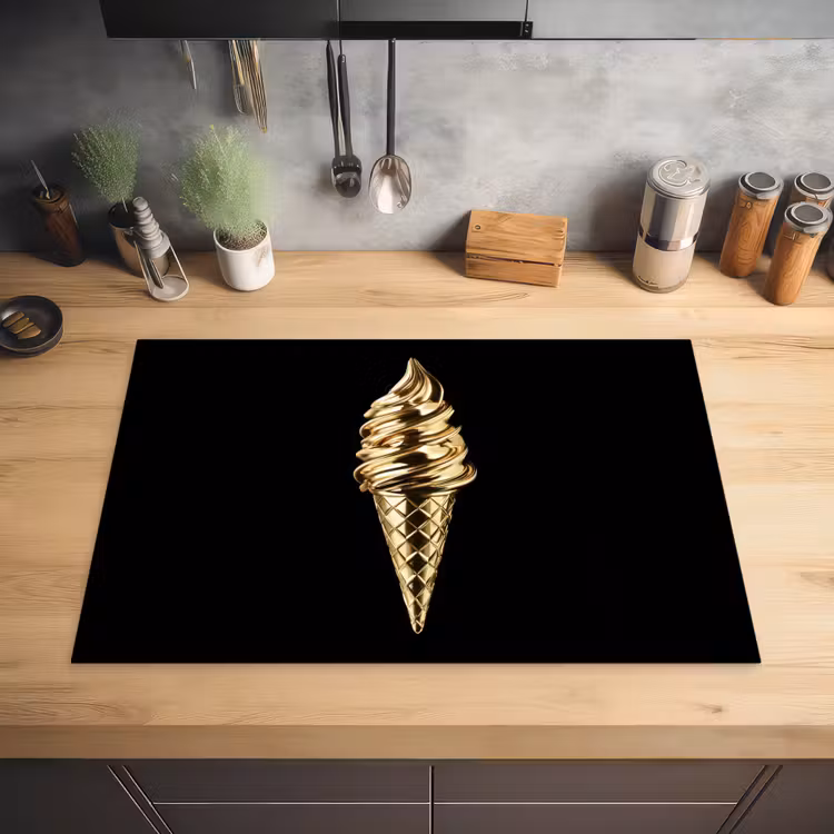 Ijs - Goud - Zwart - Eten Inductie beschermer vinyl 3mm klein -sfeer5