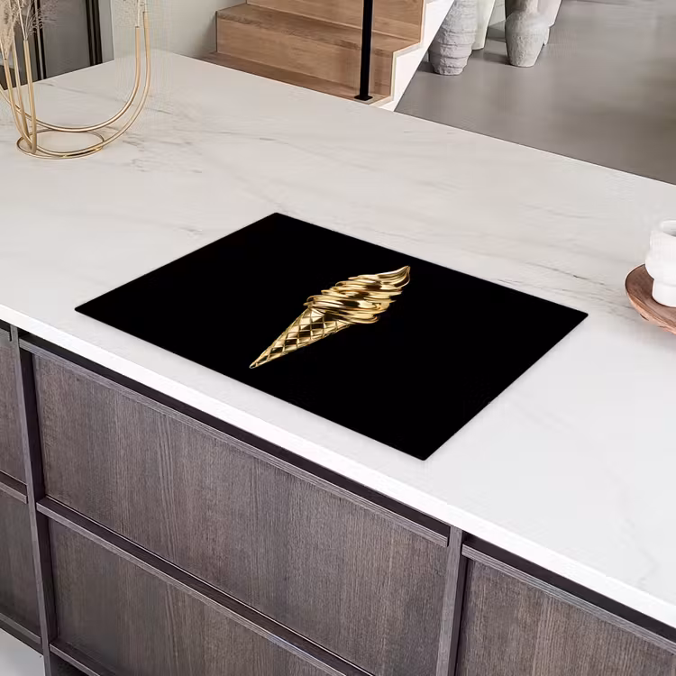 Ijs - Goud - Zwart - Eten Inductie beschermer vinyl 3mm klein -sfeer8