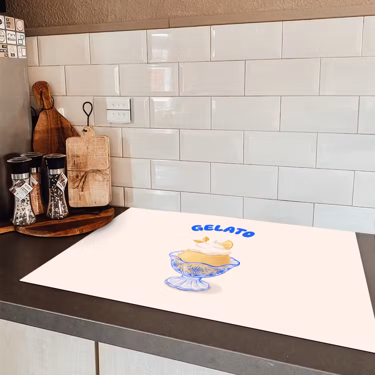 IJs - Citroen - Illustratie - Geel - Dessert Inductie beschermer vinyl 3mm klein -sfeer3