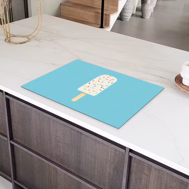Ijsje - Stokje - Sprinkles - Lichtblauw Inductie beschermer vinyl 3mm klein -sfeer8