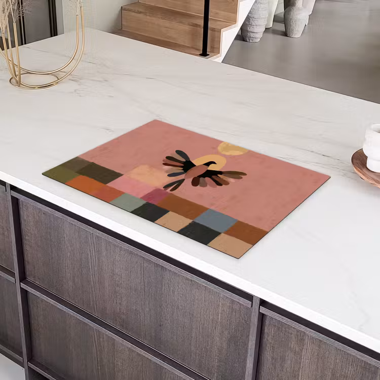 Illustratie - Vogel - Vlakken - Kleurrijk Inductie beschermer vinyl 3mm klein -sfeer8