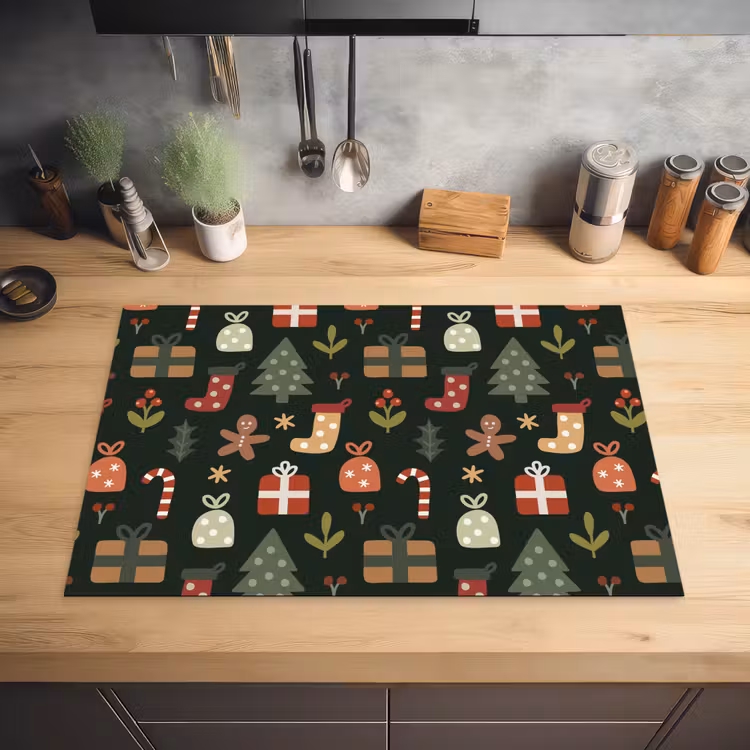 Illustratie - Kerstfiguren - Groen Inductie beschermer vinyl 3mm klein 276 -sfeer5