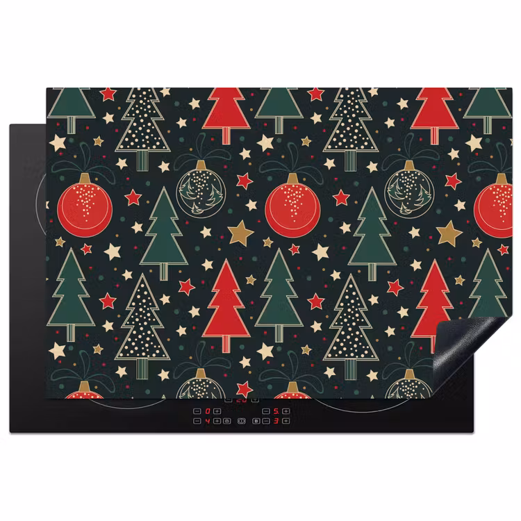 Illustratie - Kerst - Sterren - Groen Inductie beschermer vinyl 3mm klein 276 -3d