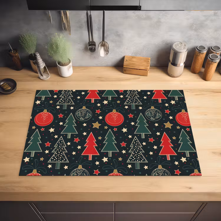 Illustratie - Kerst - Sterren - Groen Inductie beschermer vinyl 3mm klein 276 -sfeer5