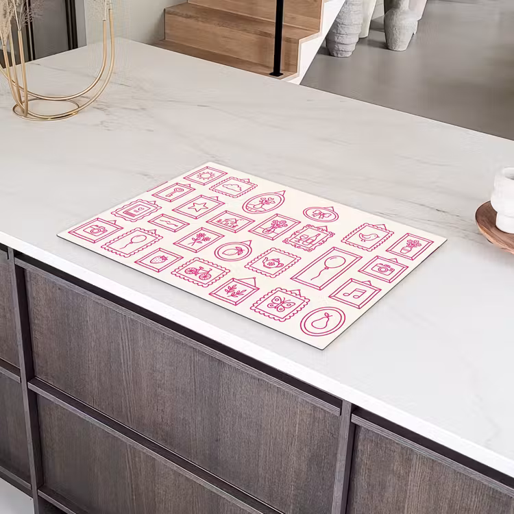 Illustratie - Collectie - Kunst - Minimalistisch - Roze Inductie beschermer vinyl 3mm klein -sfeer8