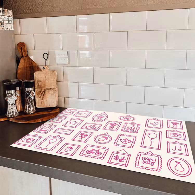 Illustratie - Collectie - Kunst - Minimalistisch - Roze Inductie beschermer vinyl 3mm klein -sfeer3