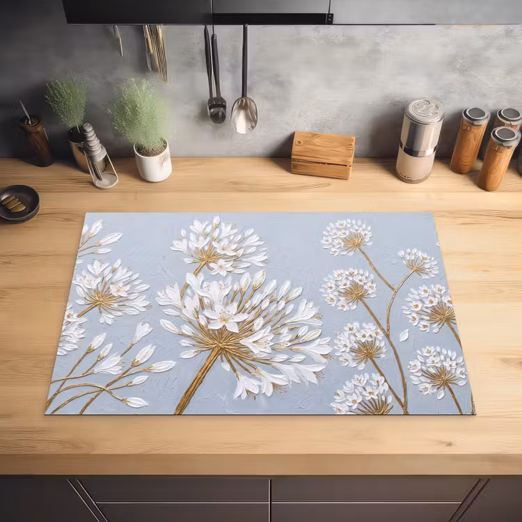 Illustratie - Bloemen - Blauw Inductie beschermer vinyl 3mm klein -sfeer5