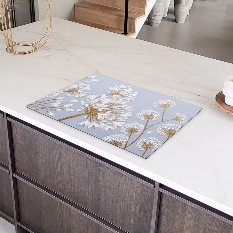 Illustratie - Bloemen - Blauw Inductie beschermer vinyl 3mm klein -sfeer8