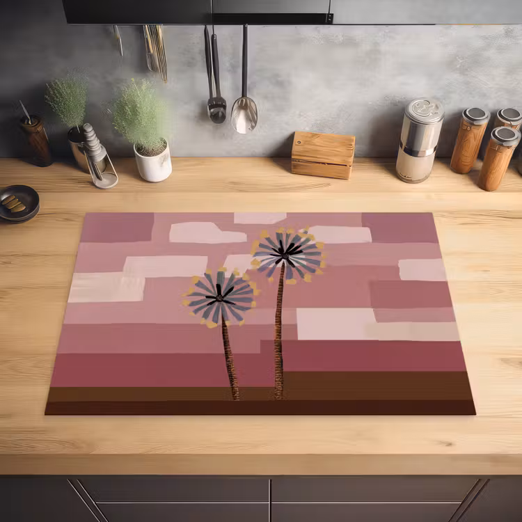 Illustratie - Bloemen - Vlakken - Abstract Inductie beschermer vinyl 3mm klein -sfeer5