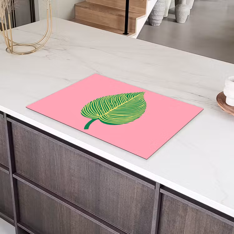 Illustratie - Blad - Minimalistisch - Groen Inductie beschermer vinyl 3mm klein -sfeer8