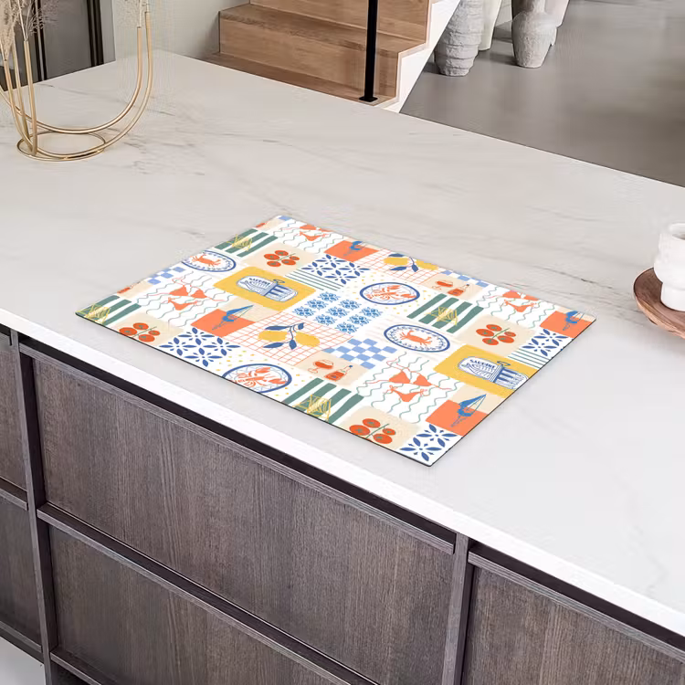 Zee - Sfeer - Mozaïek - Wijn Inductie beschermer vinyl 3mm klein 276 -sfeer8