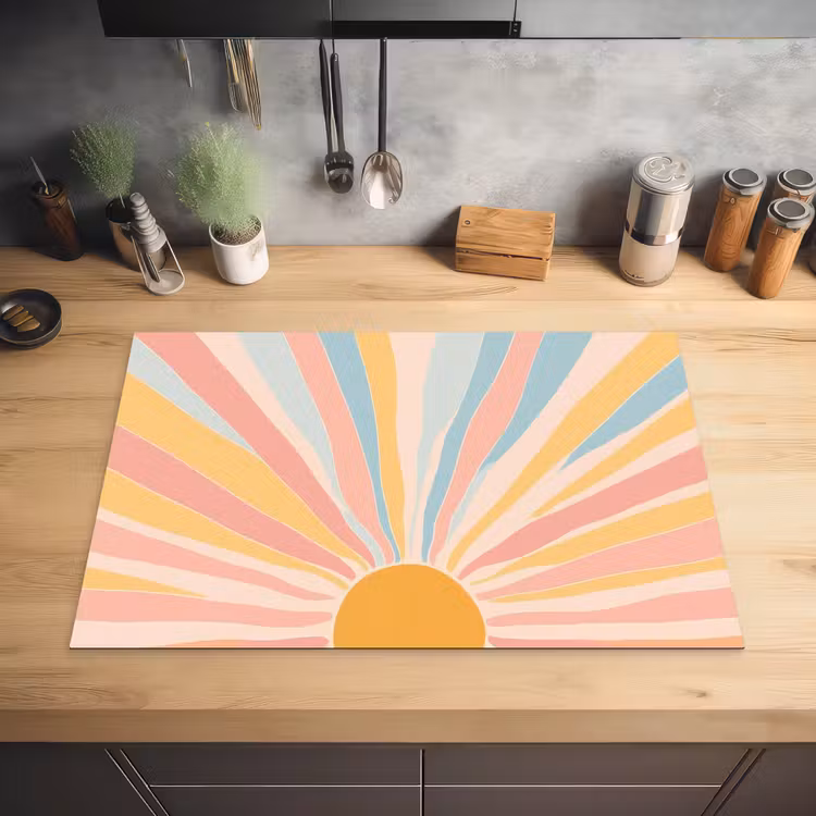 Illustratie - Zon - Pastelkleuren Inductie beschermer vinyl 3mm klein -sfeer5