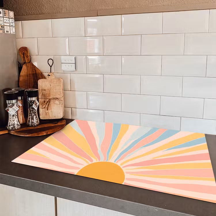 Illustratie - Zon - Pastelkleuren Inductie beschermer vinyl 3mm klein -sfeer3