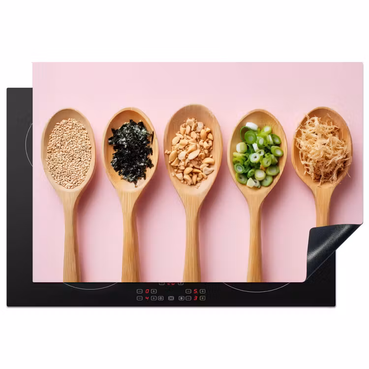 Ingrediënten - Lepels - Hout - Roze Inductie beschermer vinyl 3mm klein -3d