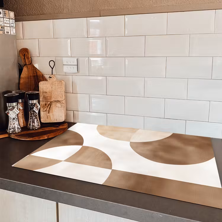 Snijdende cirkels - Overlappende vlakken Inductie beschermer vinyl 3mm klein -sfeer3