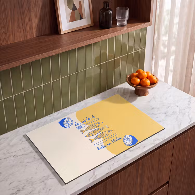 Italië - Eten - Citroen - Vis - Grafisch Inductie beschermer vinyl 3mm klein -sfeer8