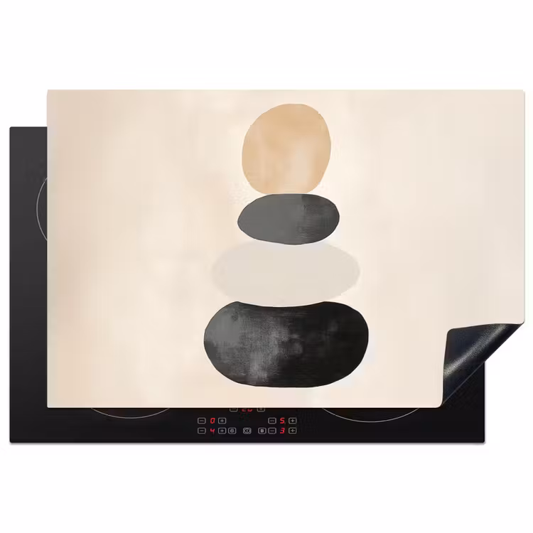 Japandi - Wabi sabi - Beige Inductie beschermer vinyl 3mm klein -3d