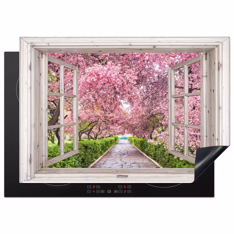 Japans - Sakura - Bloesem - Boom - Bloesem takken - Doorkijk Inductie beschermer vinyl 3mm middel -3d
