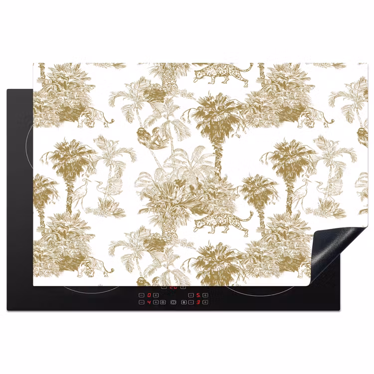 Oerwoud - Abstract - Beige Inductie beschermer vinyl 3mm klein 276 -3d