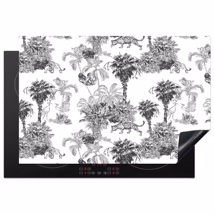 Jungle - Dieren - Grijs Inductie beschermer vinyl 3mm klein 276 -3d