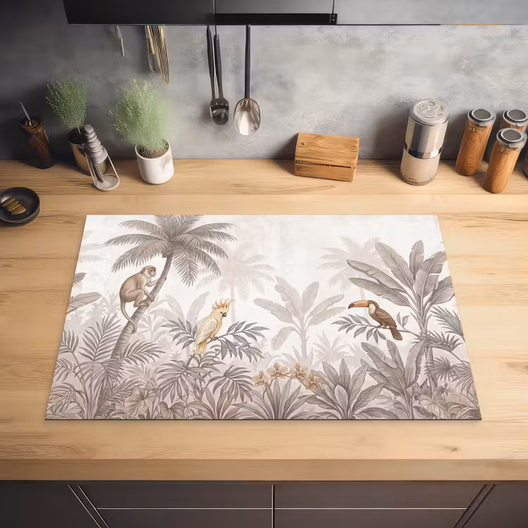Jungle - Dieren - Palmbomen Inductie beschermer vinyl 3mm klein -sfeer5