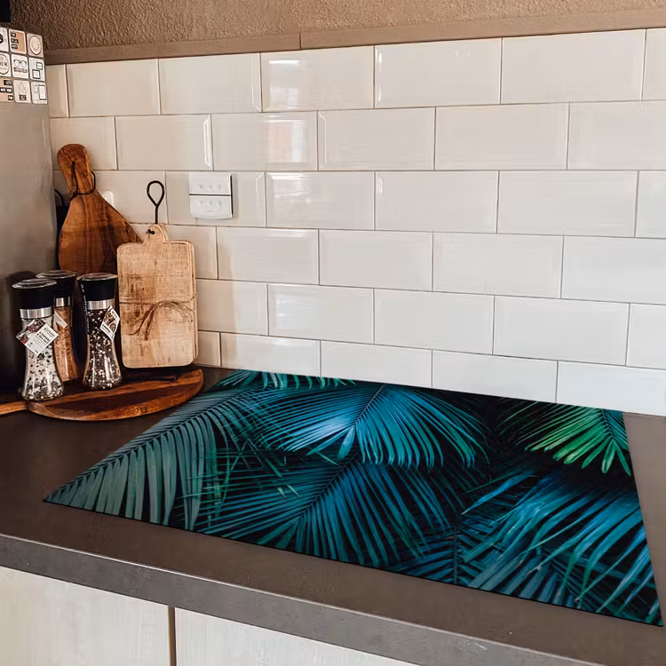 Inductie mat - Jungle - Inductie beschermer - Palmblad - Natuur Inductie beschermer vinyl 3mm middel -sfeer3