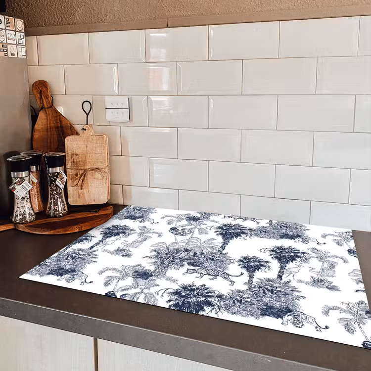 Jungle - Beplanting - Blauw Inductie beschermer vinyl 3mm klein 276 -sfeer3