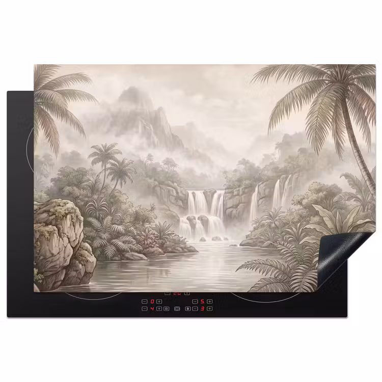 Jungle - Watervallen - Tropisch - Illustratie Inductie beschermer vinyl 3mm klein -3d