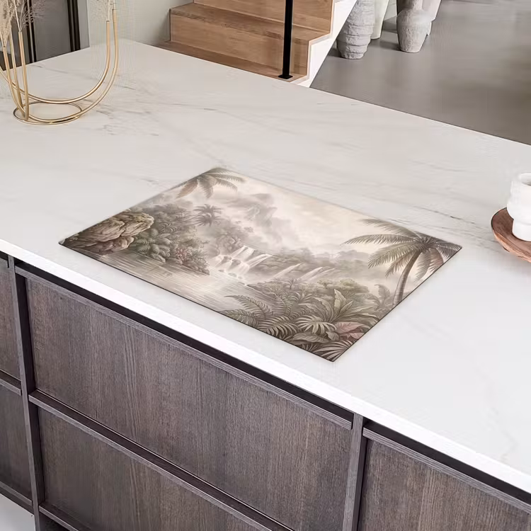 Jungle - Watervallen - Tropisch - Illustratie Inductie beschermer vinyl 3mm klein -sfeer8