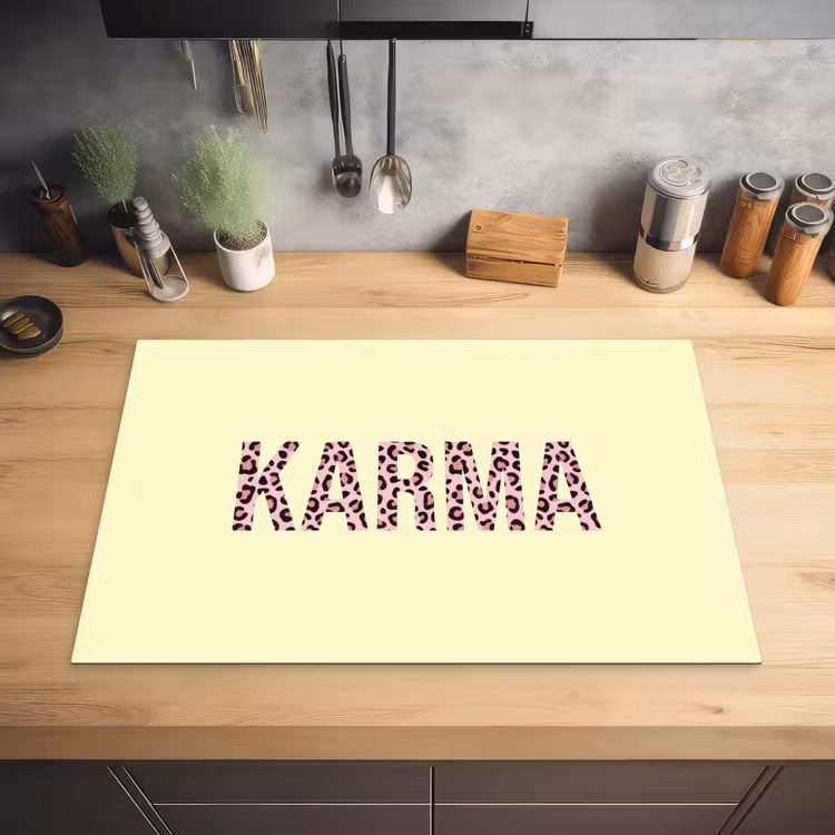 Karma - Luipaardprint - Geel Inductie beschermer vinyl 3mm klein -sfeer5