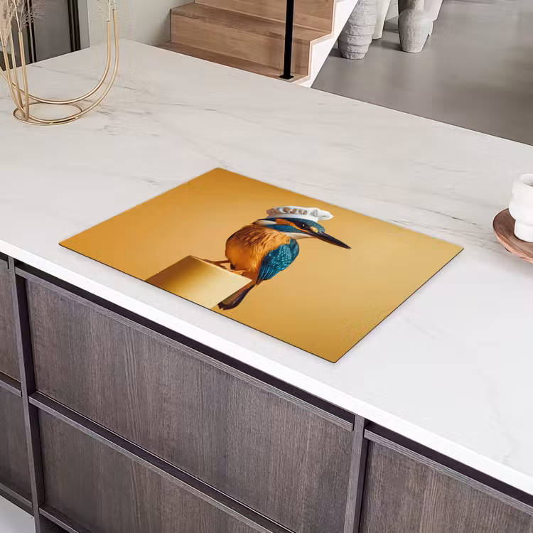 Ijsvogel - Pilaar - Koksmuts - Vogel Inductie beschermer vinyl 3mm klein -sfeer8