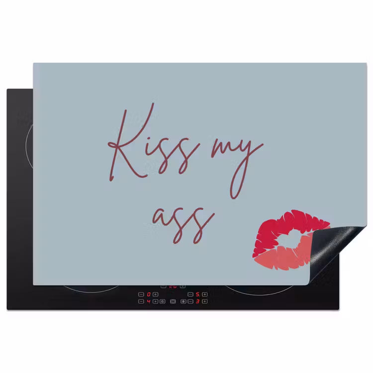 Kiss my ass - Lip - Blauw Inductie beschermer vinyl 3mm klein -3d